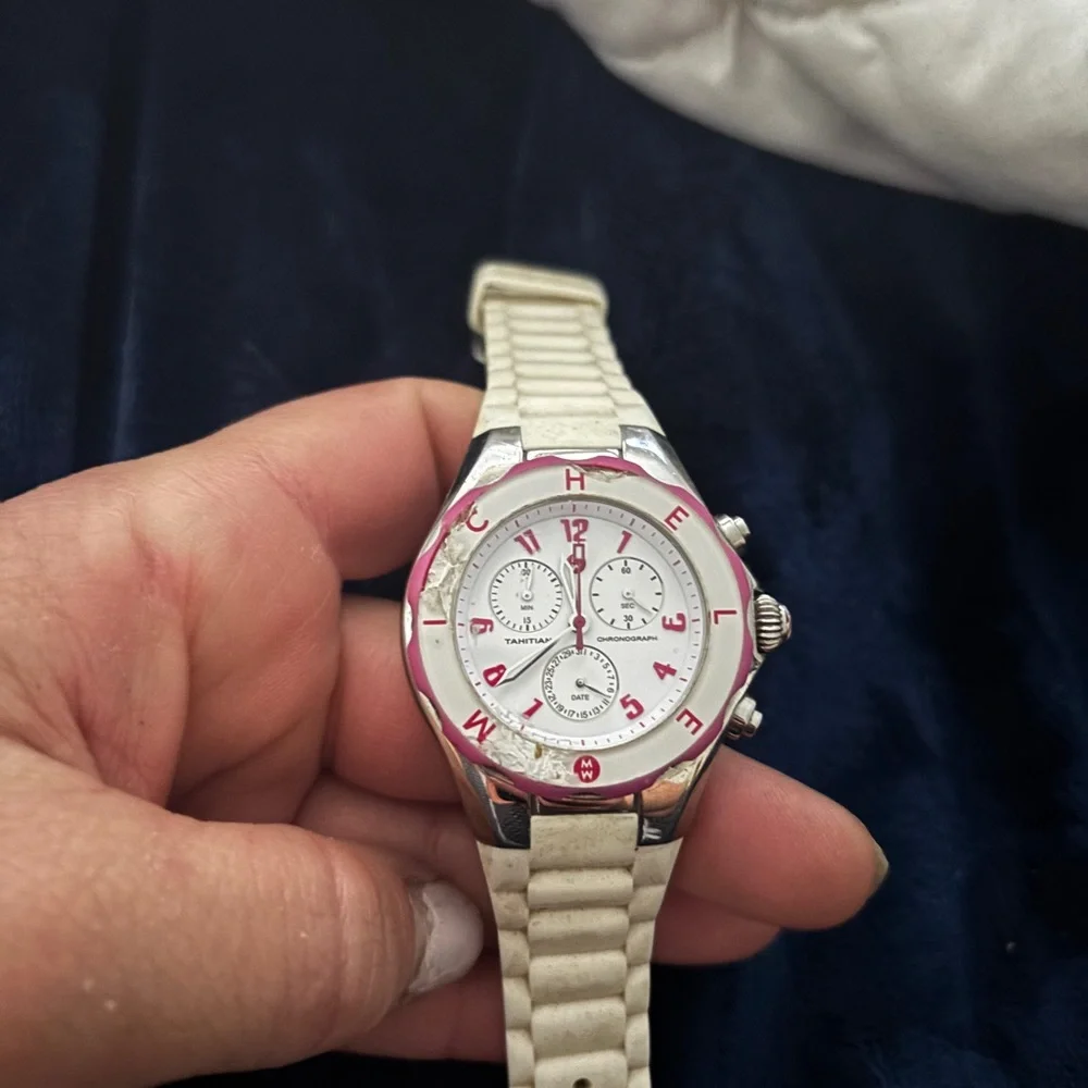 Michele Trio: Purple, White & Pink Accent Women’s Watches